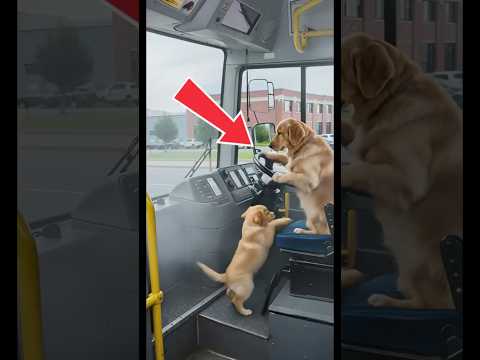 Golden retriever and his puppy drive a bus that's about to explode and save people #goldenretriever