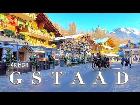 GSTAAD SWITZERLAND 🇨🇭 Stroll in charming mountain village / Winter Walking tour 4K