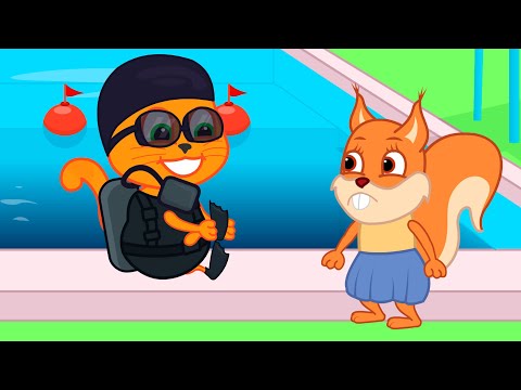 Cats Family in English - I'm a scuba diver Cartoon for Kids
