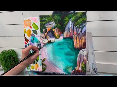 PARADISE AWAITS acrylic painting tutorial