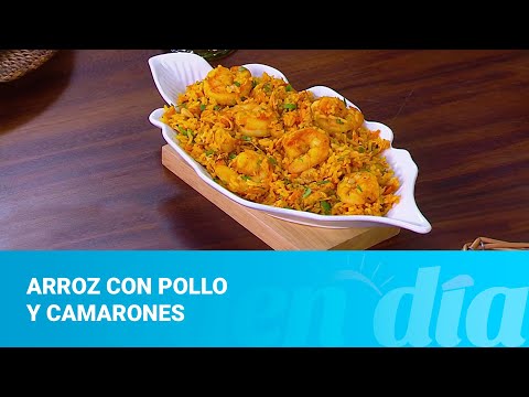 Arroz con pollo y camarones