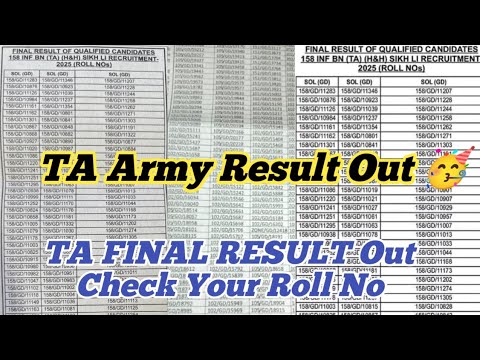 TA Army Result Out 🥳 ll TA Army FINAL RESULT Out 2025 ll Check Your Roll No 🔥