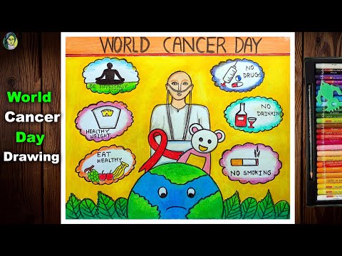 World Cancer Day Drawing Easy | Cancer Awareness Drawing | Cancer Day Poster Drawing Step By Step