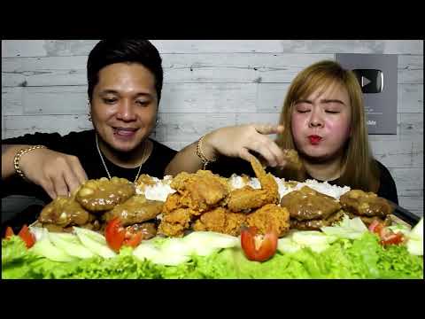 Mushroom Beef Burger Steak Ala Jollibee x Fried Chicken with RICE N VEGGIES Mukbang