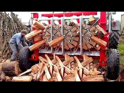 Dangerous Fastest Skills Chainsaw Tree Felling & Powerful Firewood Processing Machines Technology