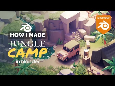 Low Poly Jungle Camp in Blender - 3D Modeling Process | Polygon Runway