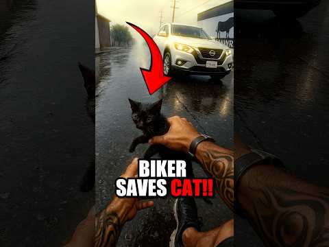 Biker Saves Poor Cat!🥺