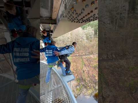 He GRABBED her as he was jumping off this 40m bridge!! #highlandfling #bungeejumping #shorts