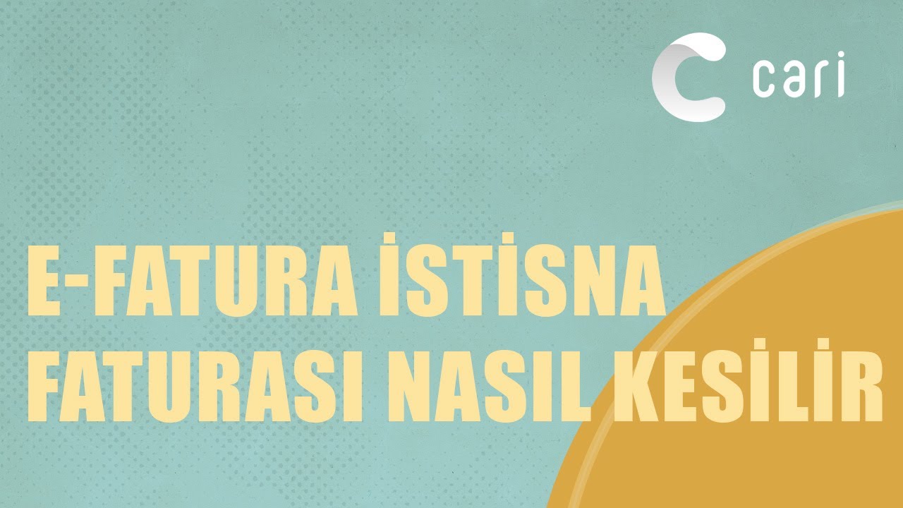 Cari Online Ön Muhasebe | e-Fatura İstisna Faturası Nasıl Kesilir?