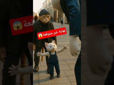 القط مياو😼 مرات ابو بتخطفه وبترمي في البحر🐱🌊💔 والنهاية غير متوقعة😱 #shorts #cat #funny #aiart #ai