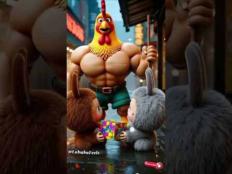 The chicken stole Labubu's item  #labubu #cat #catvideos