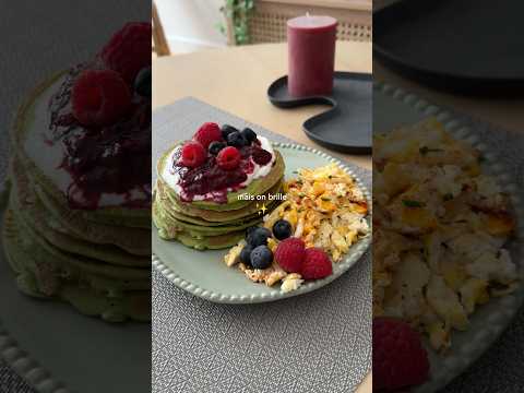 Pancakes au MATCHA 😍🍵 #matcha #pancakes #healthy