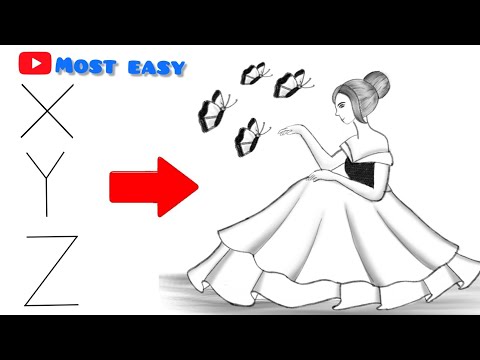 How to draw a cute girl sitting with butterflies | pencil sketch | Drawing easy for beginners |