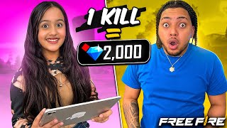 DEJAVU LE DA 2,000 DIAMANTES a MI HERMANA por KILL en FREE FIRE 😱