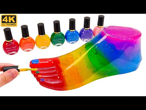 Satisfying Video l Mixing All My Slime Smoothie into Rainbow Foot ASMR #94 Bon Bon