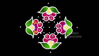 Awesome #simple & #easy birds rangoli 11*1dots🌺Birds kolam🌺Chukkala muggulu🌺#kolam @trendyanimation