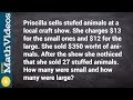 Stuffed Animals Word Problems