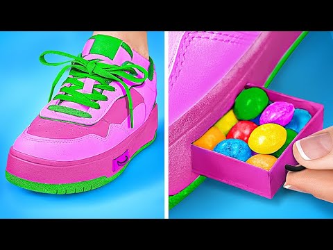 Cacher des bonbons dans les chaussures ! Astuces alimentaires géniales et trucs amusants par 123 GO!