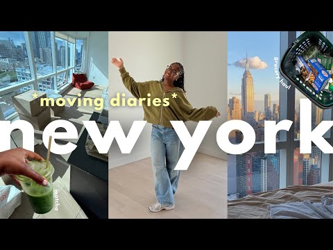 nyc moving diaries 📦🗽my first night in my DREAM NYC APARTMENT, unpacking & first grocery haul