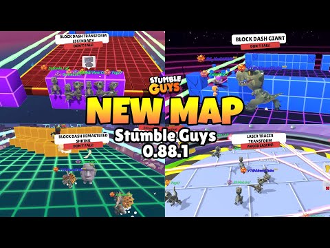 NEW MAP BLOCK DASH GIANT, SHRINK, TRANSFORM STUMBLE GUYS X JURASSIC PARK WORLD UPDATE