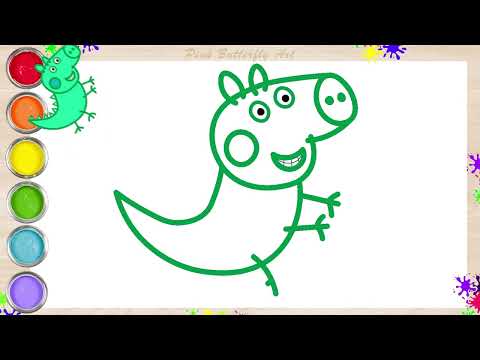 Dino Peppa Pig   Drawing and Coloring Animations for Kids Toddlers #peppa #pinkbutterflyart