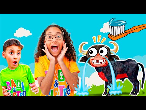 O Boi da Cara Preta está com Dor de Dente - Gabi e Pietro | Importância cuidar dos dentes