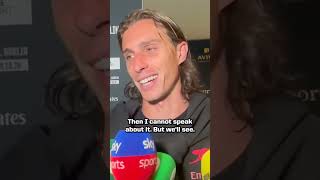 Calafiori on rumors of Arsenal signing Guimaraes and Vini Jr #football #Arsenal