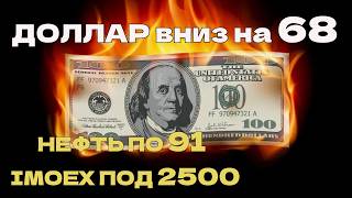 Доллар по дороге вниз на  68, SP500 7600 , нефть по 91,  Мосбиржа едет вниз под 2500
