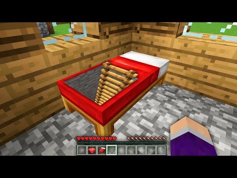 How to BUILD SUPER SECRET PASSAGE in BED in Minecraft ? BED TUNNEL ! in Minecraft