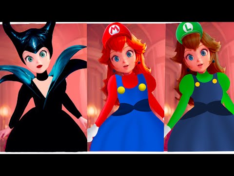 Princess Peach as Mario, Luigi, Bowser and Maleficent Glowup 😍😎 #mario #princesspeach