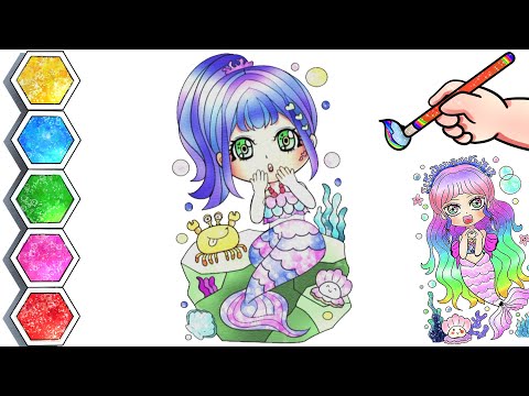 Cute Mermaid Drawing & Coloring for Kids | How To Draw Mermaid Step By Step #art #cute #satisfying