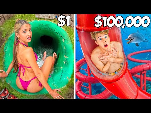 $1 vs $100,000 Waterpark!