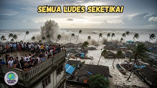 NGERI! Terekam Detik-detik Gelombang Tinggi Dengan Cepat Porak-porandakan Pemukiman Pesisir