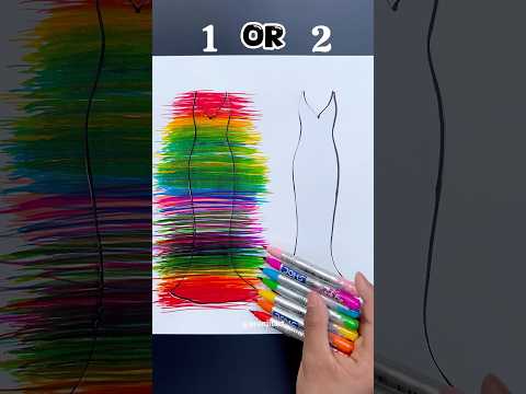 Rainbow dress painting🌈🎨✨ | 1 OR 2 🤔 #shorts #art #satisfying #artist