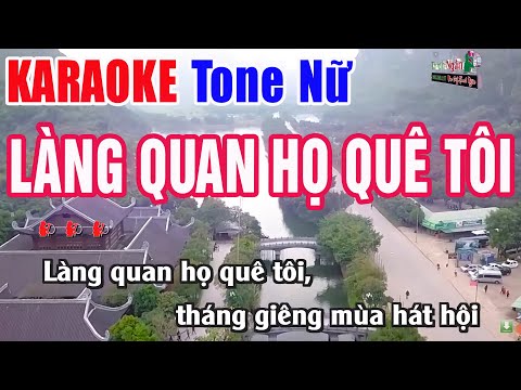 Làng Quan Họ Quê Tôi Karaoke Tone Nữ 2024 | Nhạc Sống Thanh Ngân