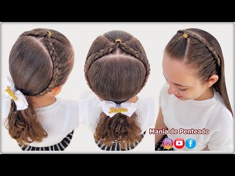 Penteado Rápido com Tranças para Escola 😍| School Hairstyle with Braids for Girls 🥰