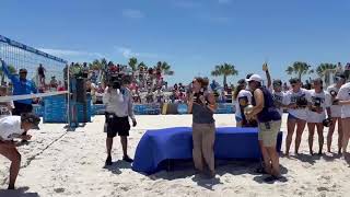 UCLA Beach Volleyball receiving their National Championship Trophies.