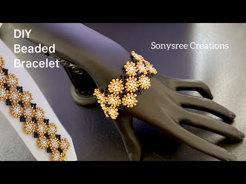 Gold Garden Bracelet || How to Make Beaded Bracelet #diy #beadedjewelry #bracelet