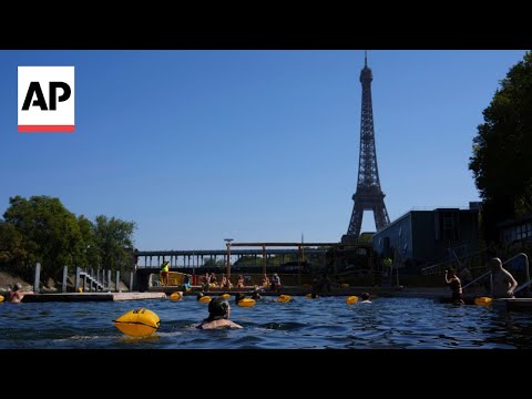 YouTube video thumbnail: People Swim in River Seine as Temperatures Soar in Paris