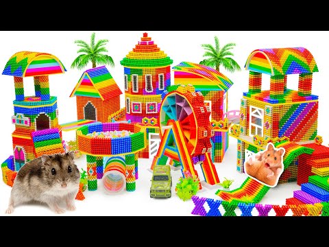 DIY Build Funny Rainbow Multi-level Playground For Pets From Magnetic Balls (Satisfying)