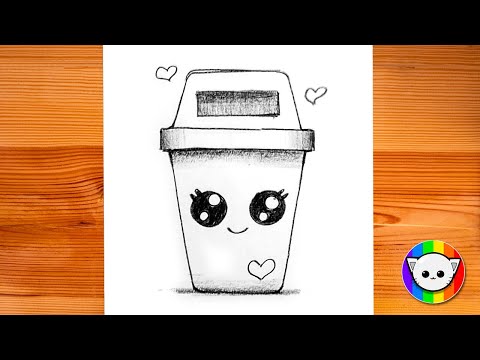 How to draw a cute trash can | Step by step easy drawing