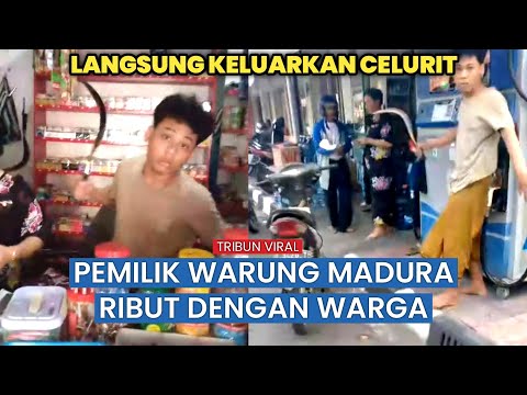 Motor Senggol Galon, Pemilik Warung Ngamuk! Tendang Motor hingga Bawa Benda Tajam