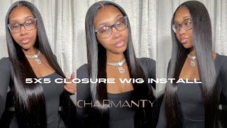 5x5 HD CLOSURE WIG INSTALL + REVIEW | Ft. Charmanty Hair