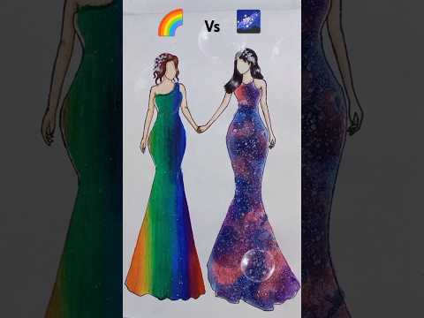 🌈vs🌌 #rainbowvsgalaxydrawing #satisfying #creative #youtubeshorts