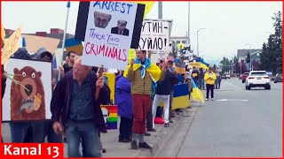 People gather in Anchorage in support of Ukraine as Trump and Putin meet