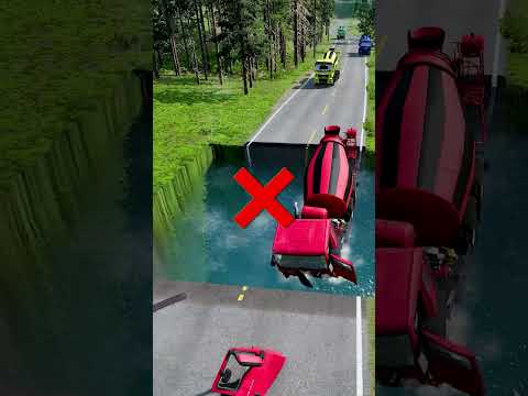 Mixer truck vs water pit #49 | #carsvswater #beamngdrive #carsvsdeepwater #doublespeedbumps