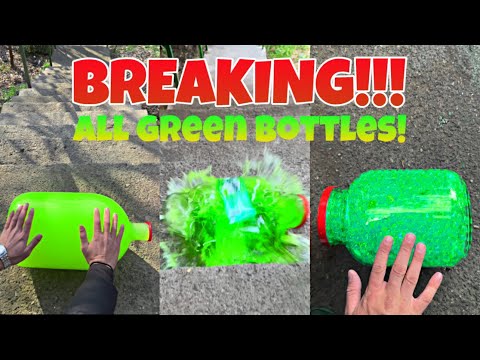 Breaking all green glass bottles on stair!😨⚠️ #asmr