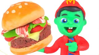 Superhero Works In McDonalds - Stop Motion Cartoons