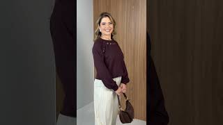 Vídeo adicional 7 do item Blusa Trend - Marrom - em Moletinho com Toque Fashion dos Ilhoses