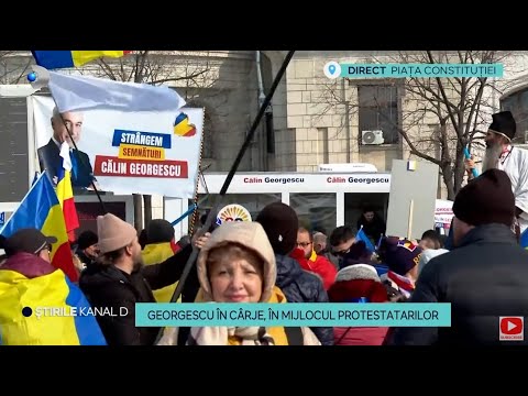 Stirile Kanal D - Protest în Piața Constituției! Calin Georgescu a aparut in carje | Editie de pranz